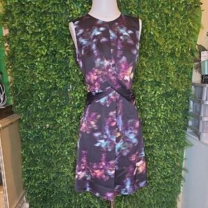 Kenneth Cole Black and Purple Mini Dress